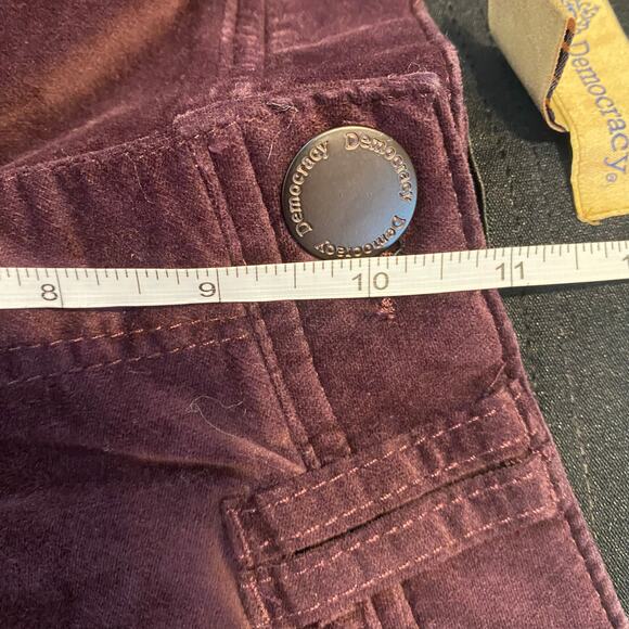 Democracy AbSolution Maroon Stretch High Rise Flare Bootcut Velvet Pants 12 - Picture 5 of 11